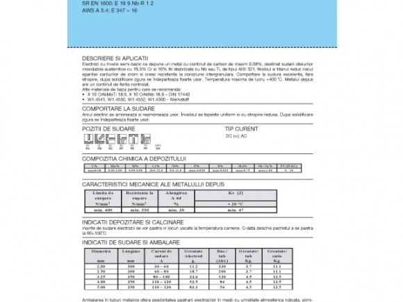 Starinox 347 semi- bazic (Fro Inox E347) - 2.50x300